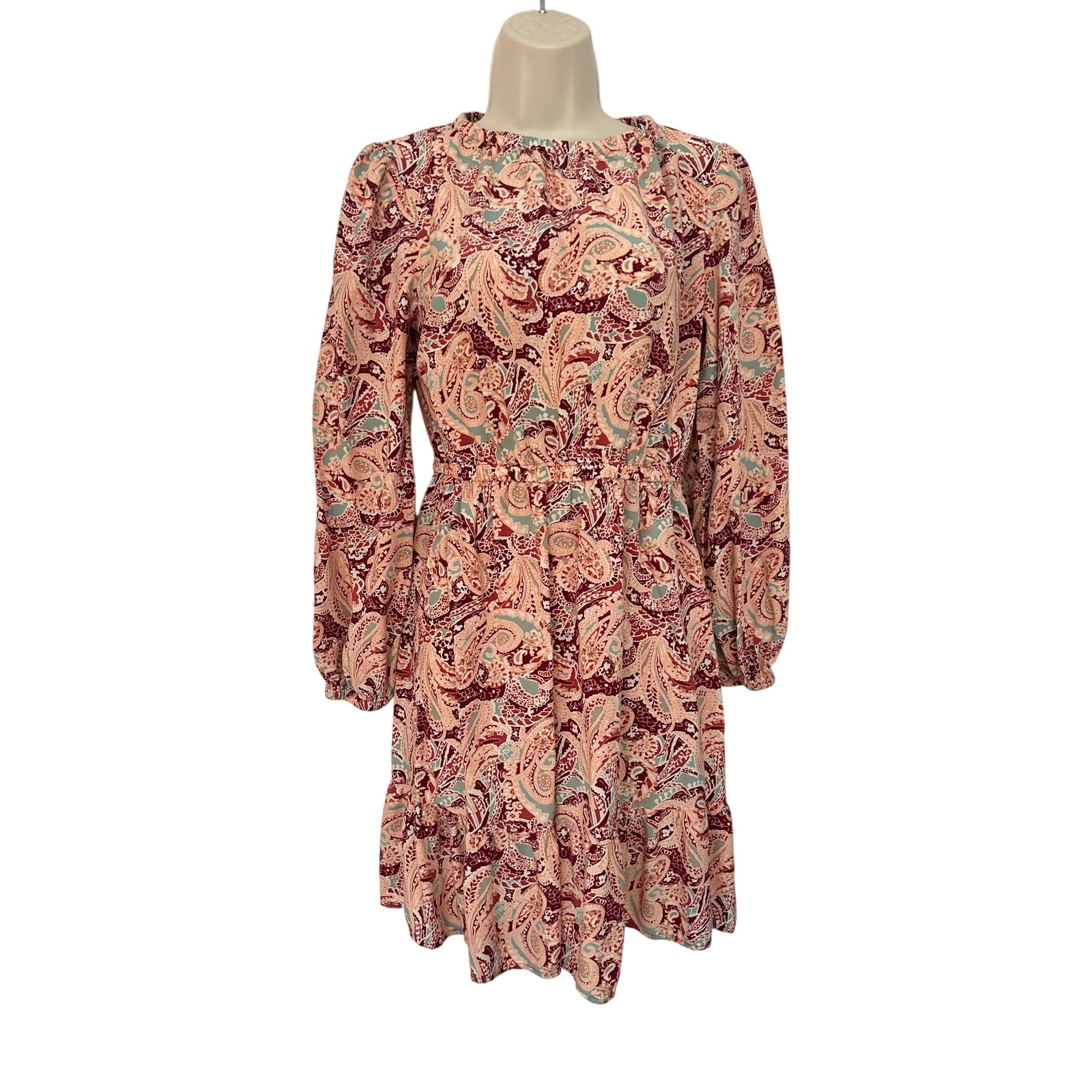 Beautiful Loft Paisley Dress Women's Small Long Sleeve Light Weight Xc